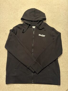 Hurley Black Zip-Up Hooded Sweatshirt